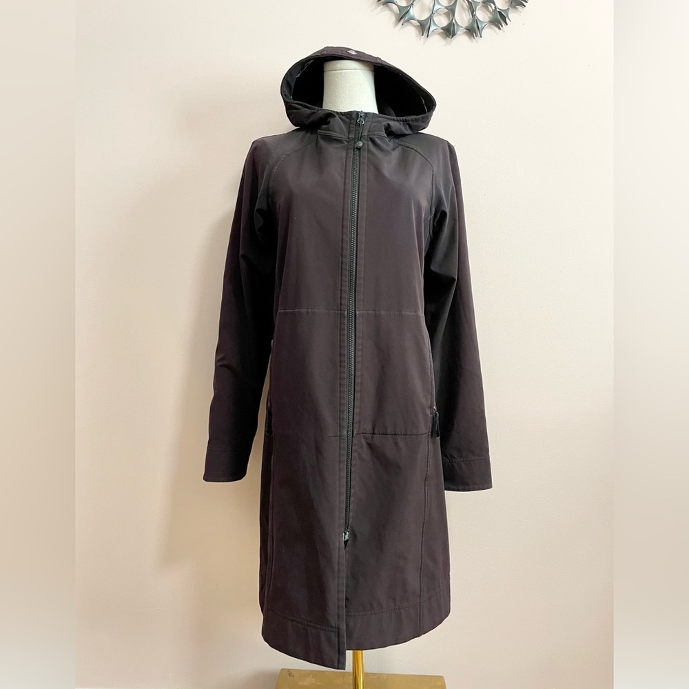 LULULEMON Black Trench Coat Hooded Jacket. Size 6